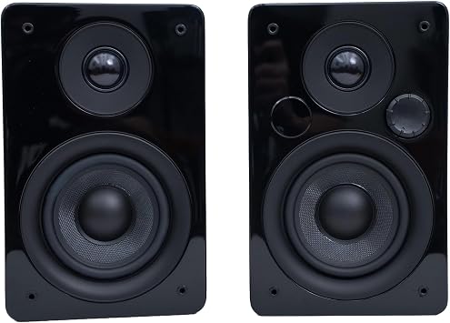 Peachtree Audio M24x Powered Bluetooth Bookshelf Speakers Pair Real Bamboo | Hi-Fi Sound, 5.25 Woofer, RCA, Optical, USB Charging, Subwoofer Out | Ideal for TV, Turntables & PCs