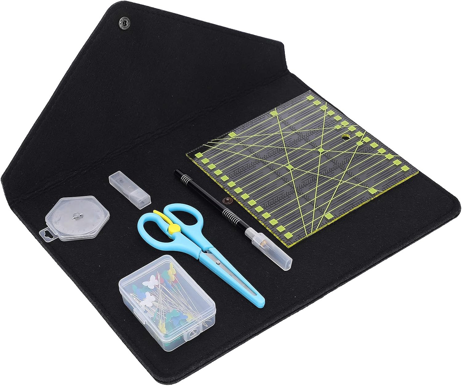 Professional Rotary Cutter Set Leather Carving Tool Kit with Sharp Blades Self Healing Cutting Mat Patch Work Ruler Engraving Knife for Leather Craft Sewing DIY Projects AB