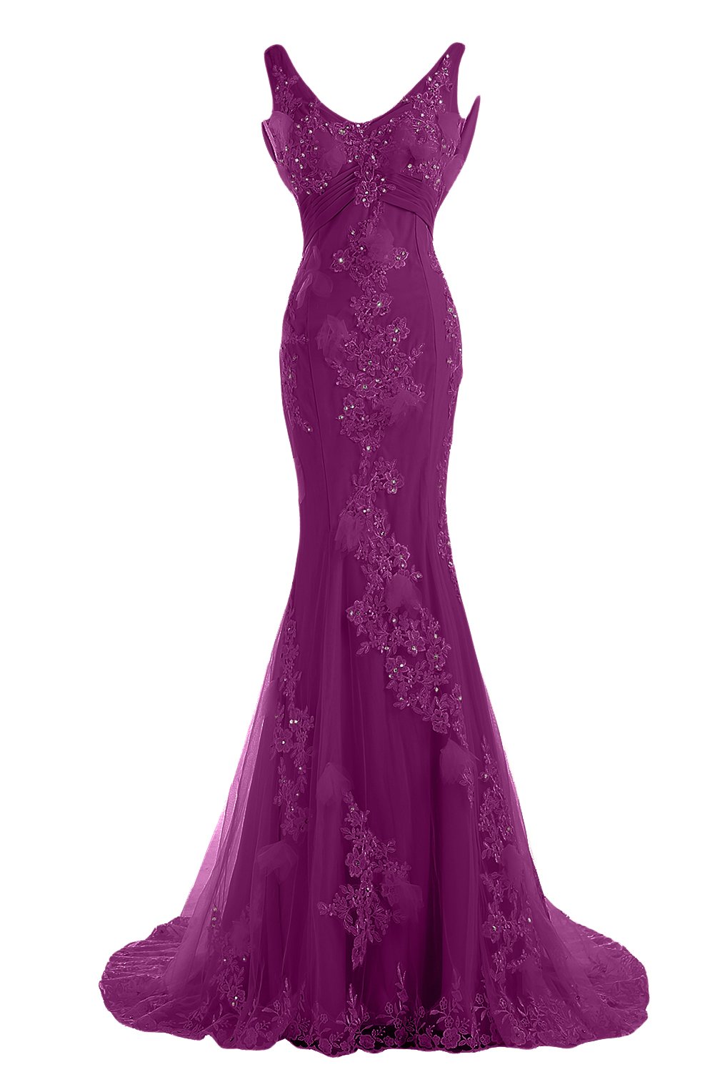 Designer Wedding Party Dress Evening Gown V-Neck Mermaid Floral Lace