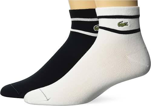 Amazon.com: Lacoste Unisex 2-Pack Striped Socks, BLACK/WHITE