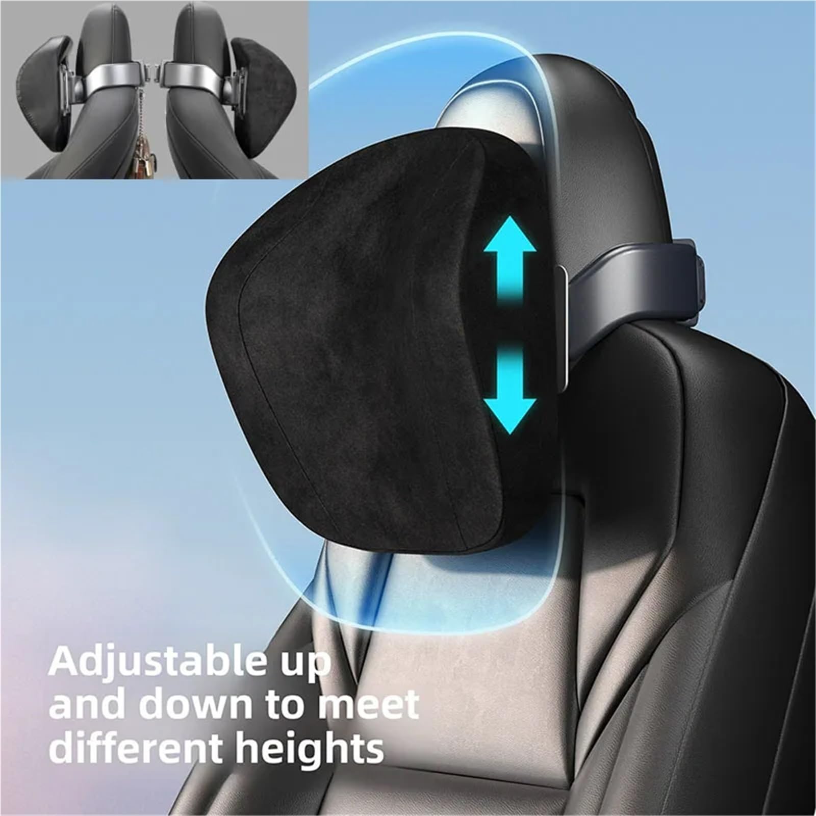 Lumbar Supports Cushion Reposacabezas de cuero/gamuza para el cuello, compatible con Tesla Highland Modelo 3/Y, accesorios para el coche.(Blue)