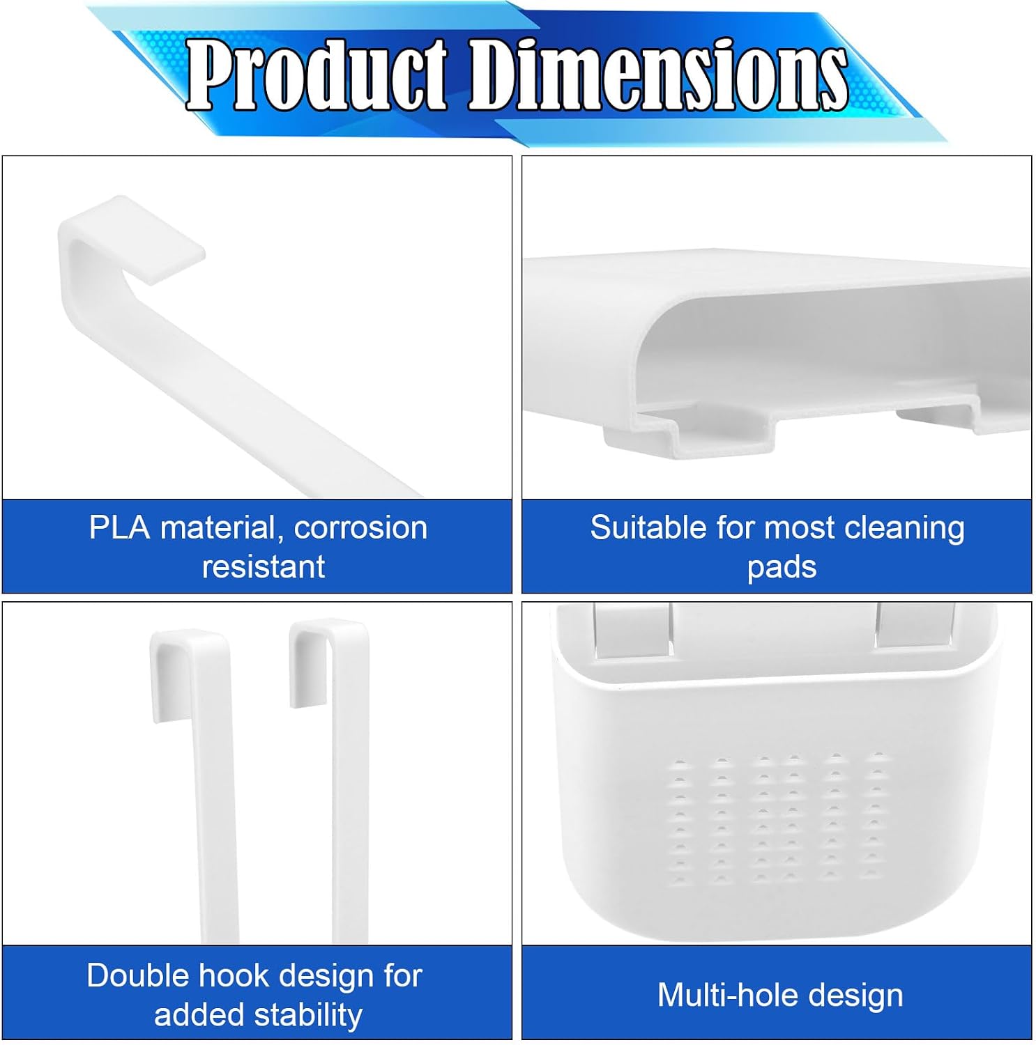 2pcs Toilet Tank Tablet Holder with Double Hooks, White Tablet Holder for Inside Tank Prevents Flapper Jams & Extends Cleaner Life for Standard Height Toilet Tanks