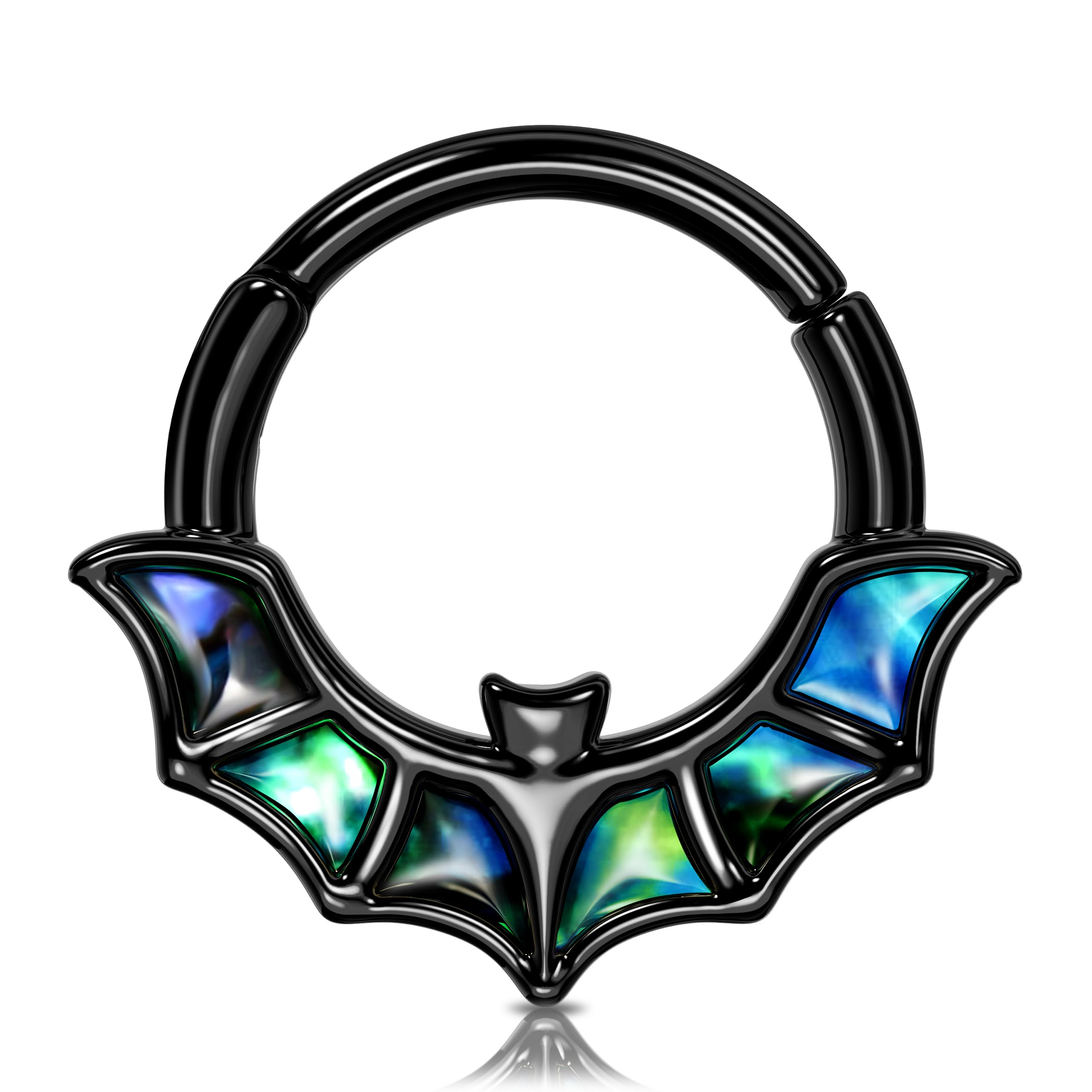 Melighting16G Bat Septum Ring Halloween Septum Jewelry 8 mm/10 mm Daith Earring Stainless Steel 316L Helix Earring Black Septum Clicker For Women