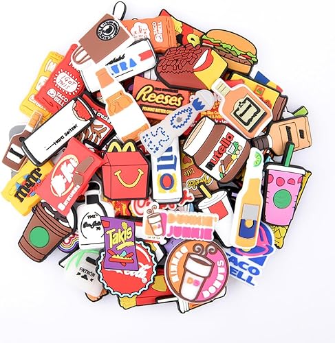 Lote de dijes de comida rápida para hombres y mujeres, accesorios de decoración de zapatos para niños, niñas, adultos, recuerdos de fiesta, 50