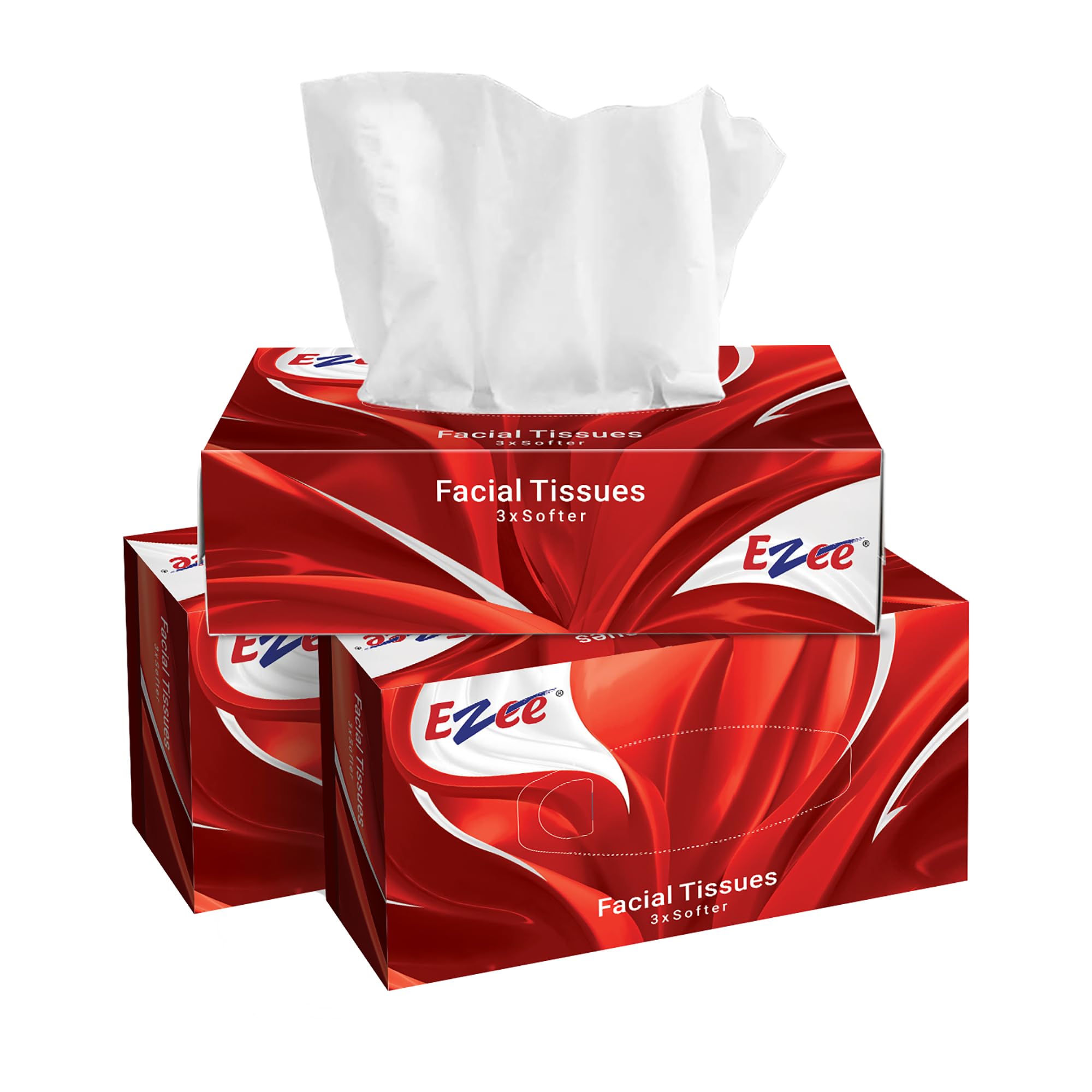 Ezee 2 Ply Facial Tissue Paper 100 Pulls x Pack of 3 | Ultrasoft, Absorbent, Travel Pack, Car Box Tissues | 300 Pulls
