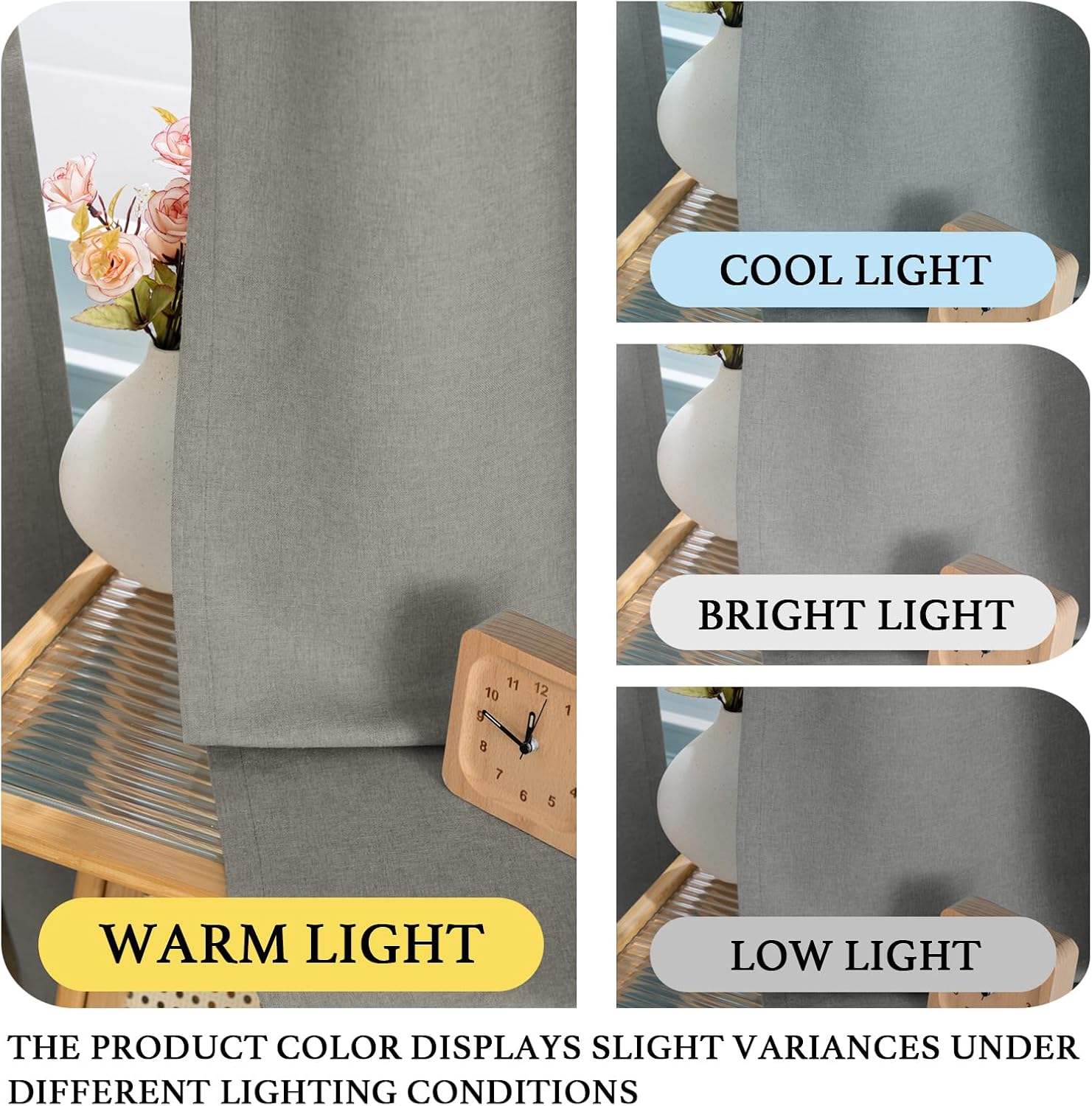 H.VERSAILTEX Room Darkening Curtains 108 inches Long for Living Room,Faux Linen Grommet Curtain Neutral Farmhouse Light Filtering Drapes Ceiling to Floor for Large Window,W52 x L108,Heather Grey