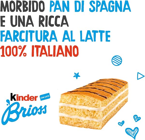 Kinder Brioss - 10 Merendine di Pan di Spagna, Lievitate Naturalmente, con Farcitura al Latte 100% Italiano, Ottime a Colazione e Merenda, Confezione da 270 Grammi - 4