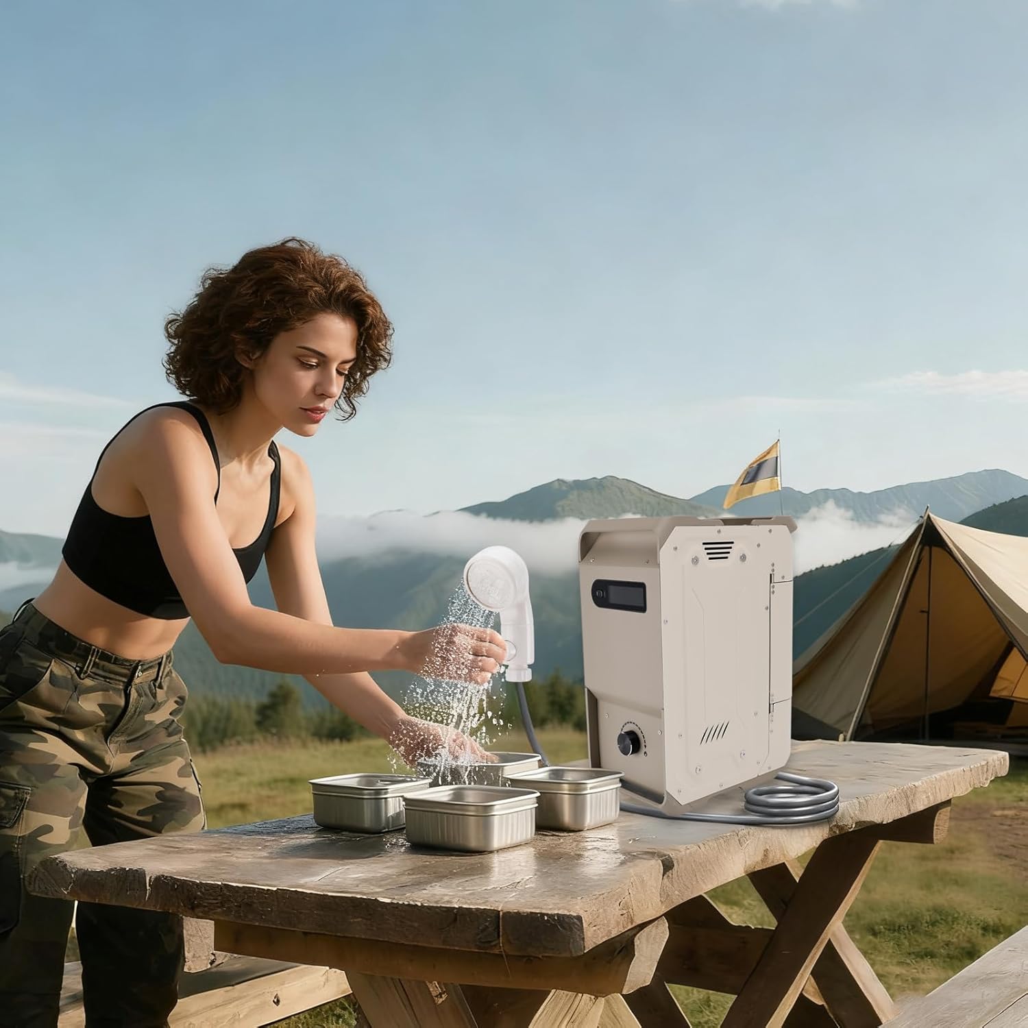 Portable Water Heater Fit For RV Camping, 7800mAh 3.3h Rechargeable Battery,Outdoor Camping Cleaning