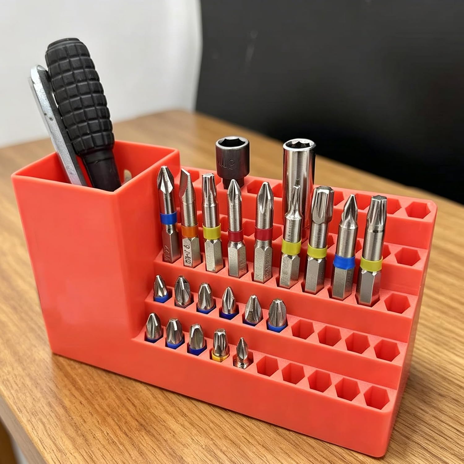 50 Slots Drill Bit Organizer Holder - Screwdriver Bits Holder Storage Tool Box for Garage Workshop image 5