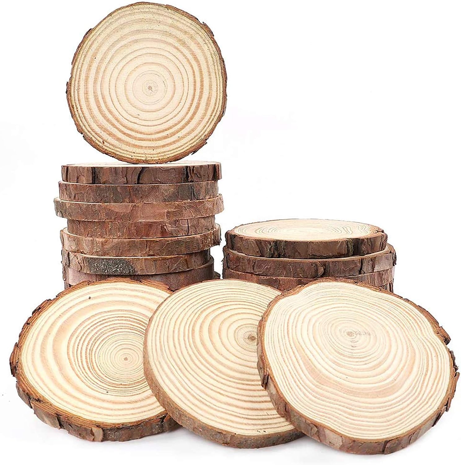 AGEOMET Natural Wood Slices 24pcs 3.5-4 Inches Craft Unfinished Wood kit for DIY Handmade Arts Crafts Christmas Ornaments Wedding Decoration