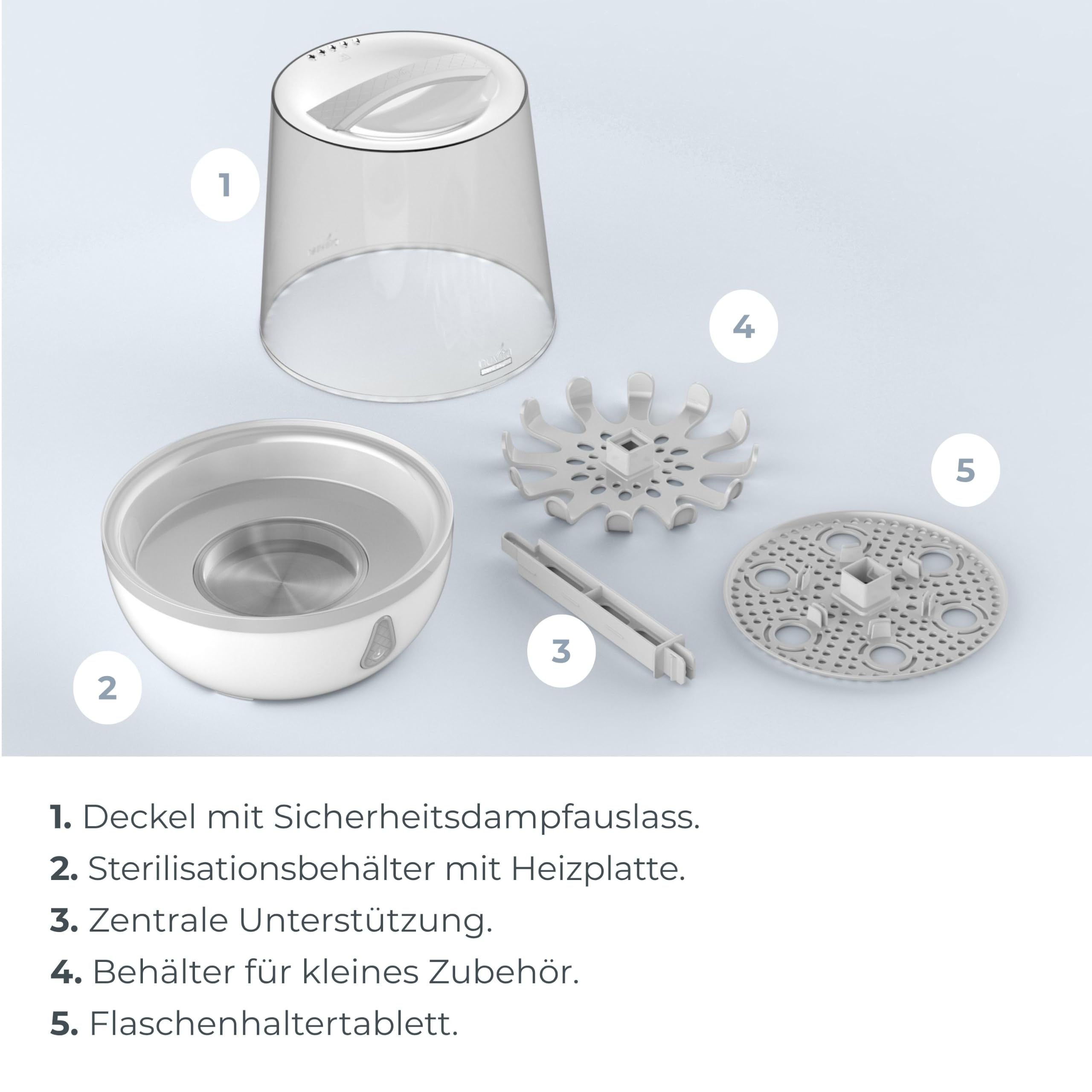 Nuvita Sterieasy 1083 | Elektrischer Dampfsterilisator | Desinfiziert bis zu 6 Babyflaschen in 6 Minuten | Pflegeleichte Edelstahl-Heizplatte | BPA Frei | EU Produkt |Italienisches Design