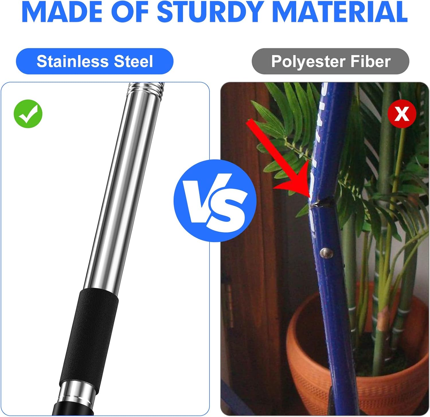 review YeYeBest Ergonomics Snow Shovel, Assisted Handle, Stainless Steel Material, Light Weight, Removable, Portable