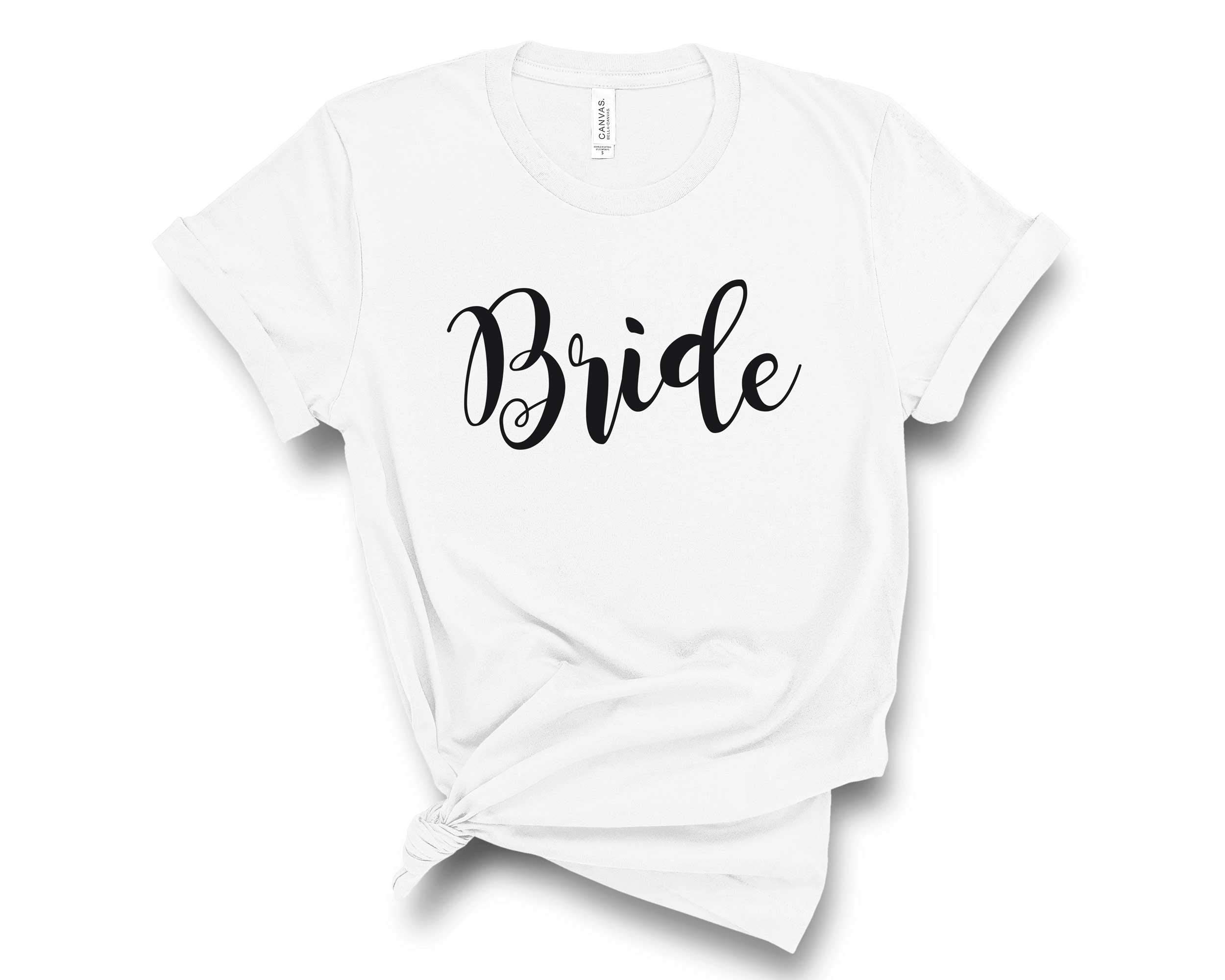 Blue Sand Textiles Bride Shirt – Soft Cotton Unisex Wedding Tee. Matching Bachelorette Party Shirts. Bridal Party Tshirts.