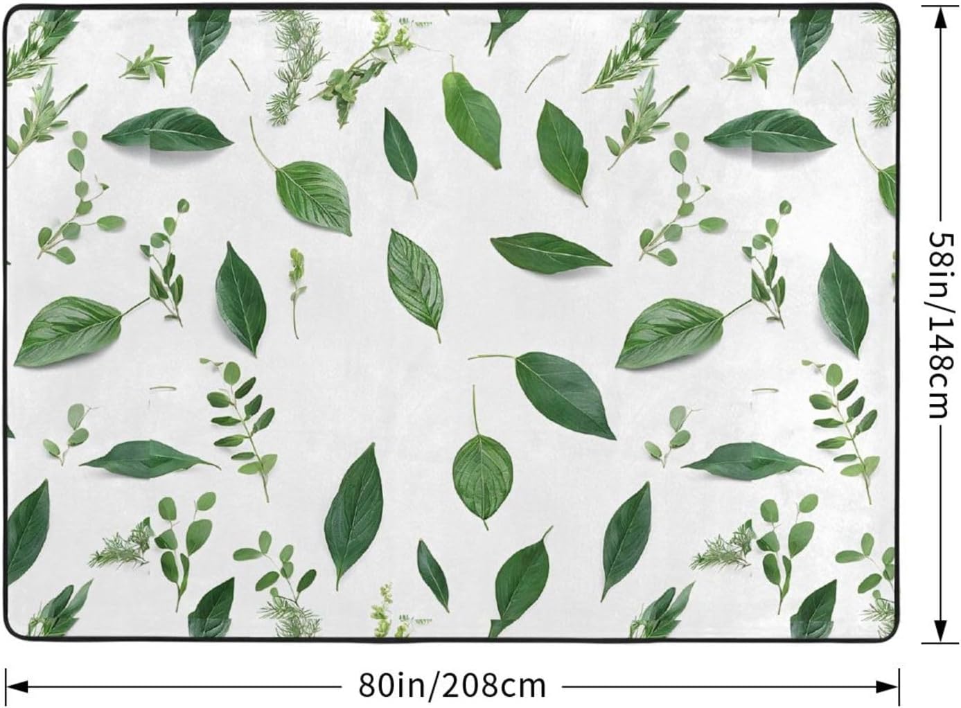 Flannel Non-Slip (Eucalyptus Leaves) Rug Pad 80Ã—50in Soft Washable Protective for Hardwood Floors Bedroom Bathroom Living Room