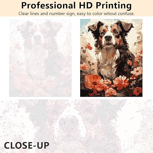 Miniatura 9 de Pintura por números Colorida de hongos y luna, pintura por números para adultos, pintura con pinceles, kits de pintura por números para adultos