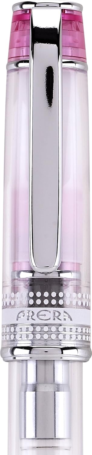 PILOT Prera Fountain Pen, Clear Barrel with Pink/Silver Accents, Fine Nib (60827)