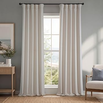 Faux Linen Curtains for Living Room 1 Panel - 50W X 96L, Birch Taupe