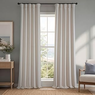 Faux Linen Curtains for Living Room (1 Panel) - 50W X 96L, Birch Taupe