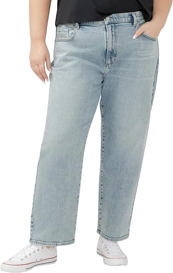Silver Jeans Co. Womens Plus Size 90s Mid Rise Relaxed Straight Leg Jeans