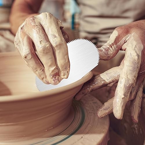 Miniatura 7 de Mabor 4 piezas de raspador de arcilla de acero inoxidable, costillas de cerámica, raspador dentado, cortador de escultura de arcilla, herramienta de