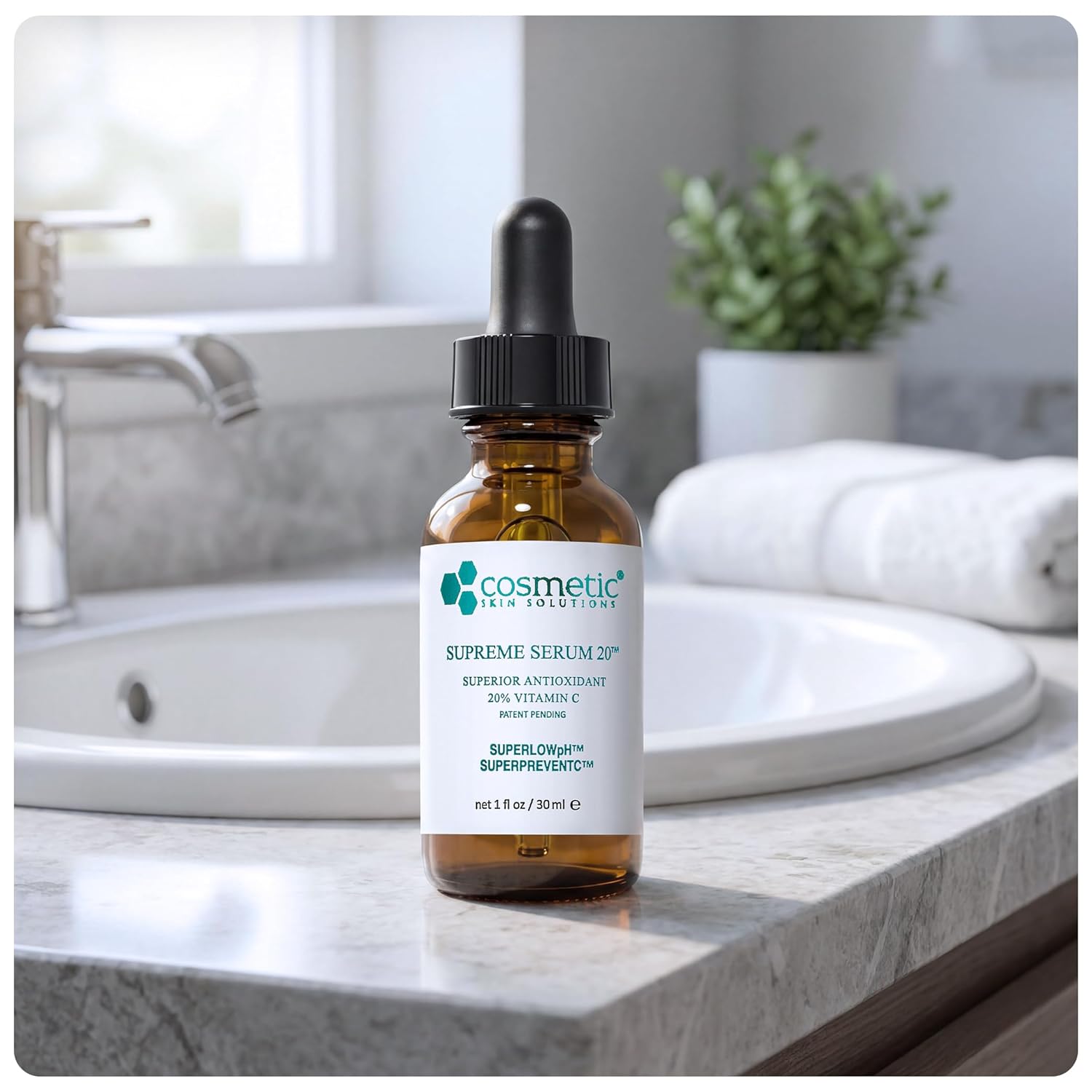 Supreme Serum 20 – 20% Vitamin C Face Formula with Hyaluronic Acid, Glutathione & Asiatic Acid – Brightening Antioxidant for Even Skin Tone, Firmness & Radiant Complexion – 1 fl oz - Image 5