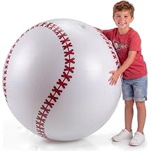 24-Inch Giant Inflatable Baseballs - Blow Up Ball Party Decoration - 3 Pack | Inflatable Baseball Beach Balls for Kids, Extra Large Summer Pool Toys, Baseball Party Decorations & Sports Theme Decorations