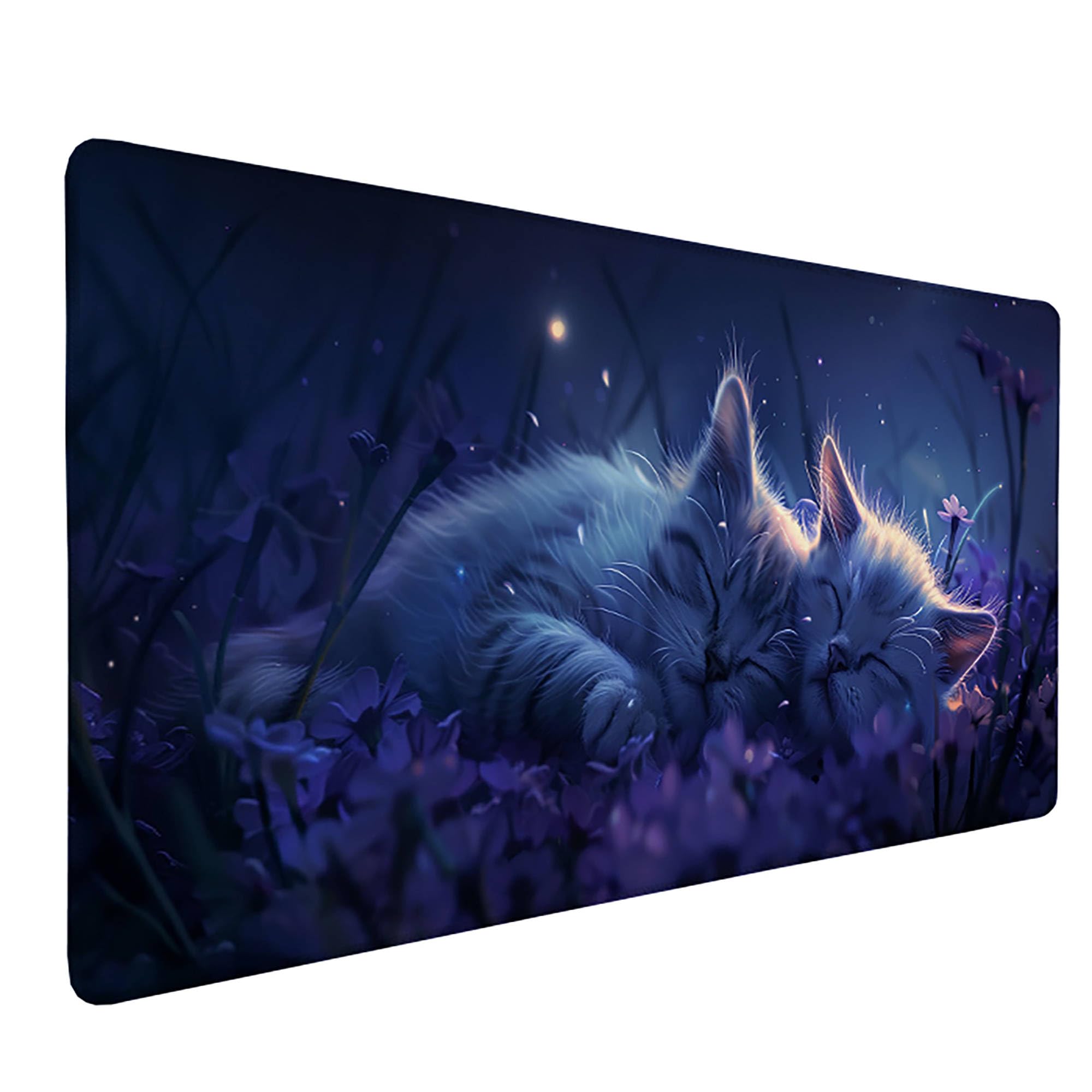 Czarna podkładka pod mysz XXL, podkładka na biurko, 1200 x 600 cm, szyte krawędzie, podkładka pod mysz, gumowa podstawa, kot, podkładka pod mysz, stabilna przyczepność na gładkich powierzchniach,