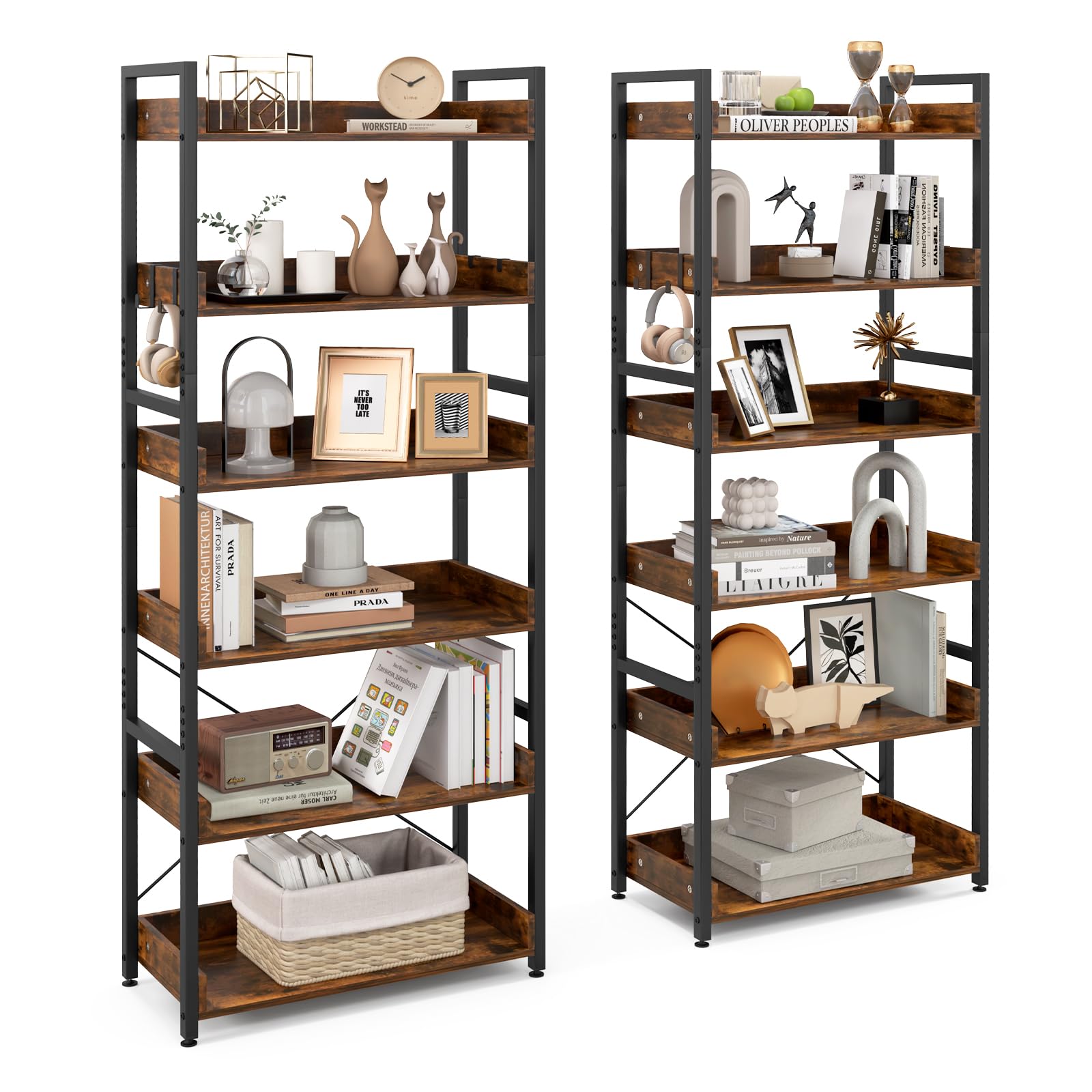 Amazon.com: LOKO Industrial 5-Tier Bookshelf, 57-inch Tall Storage