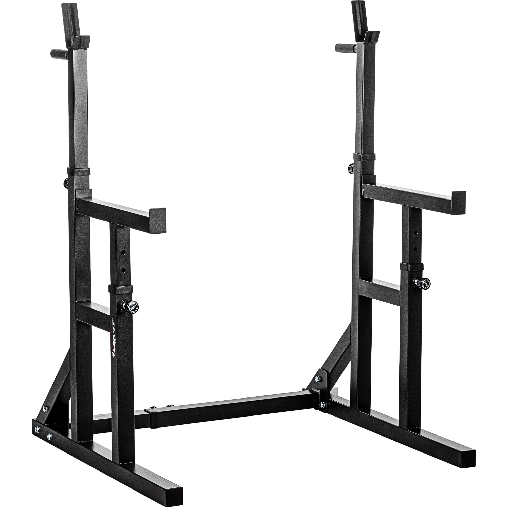 MOVIT Squat Rack Pro avec Station Dip, Hauteur et Largeur réglables, Support pour haltères Support pour haltères Appareil d'entraînement à Domicile Home-Gym, Blanc ou Noir