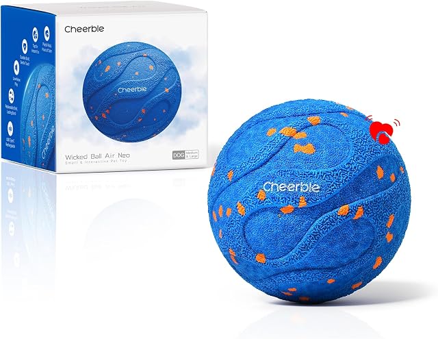 Cheerble Jouets de chien interactifs intelligents, boule bâclée AIR Neo, Jeu de chiots battements de coeur, Déplacement automatique, Buncing & Roulement, 3 Modes, matériel E-TPU, IPX7 Waterproof, Pet Anxiety Relief, pour les petits à grands chiens