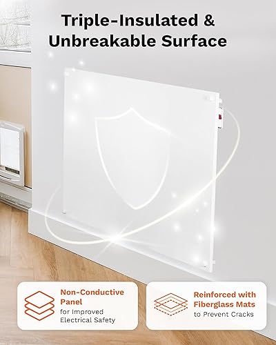 Miniatura 5 de Calentador de interior para habitación grande, calentador de panel de convección Amaze Maxi de 600 W con kit de montaje en pared, habitación de