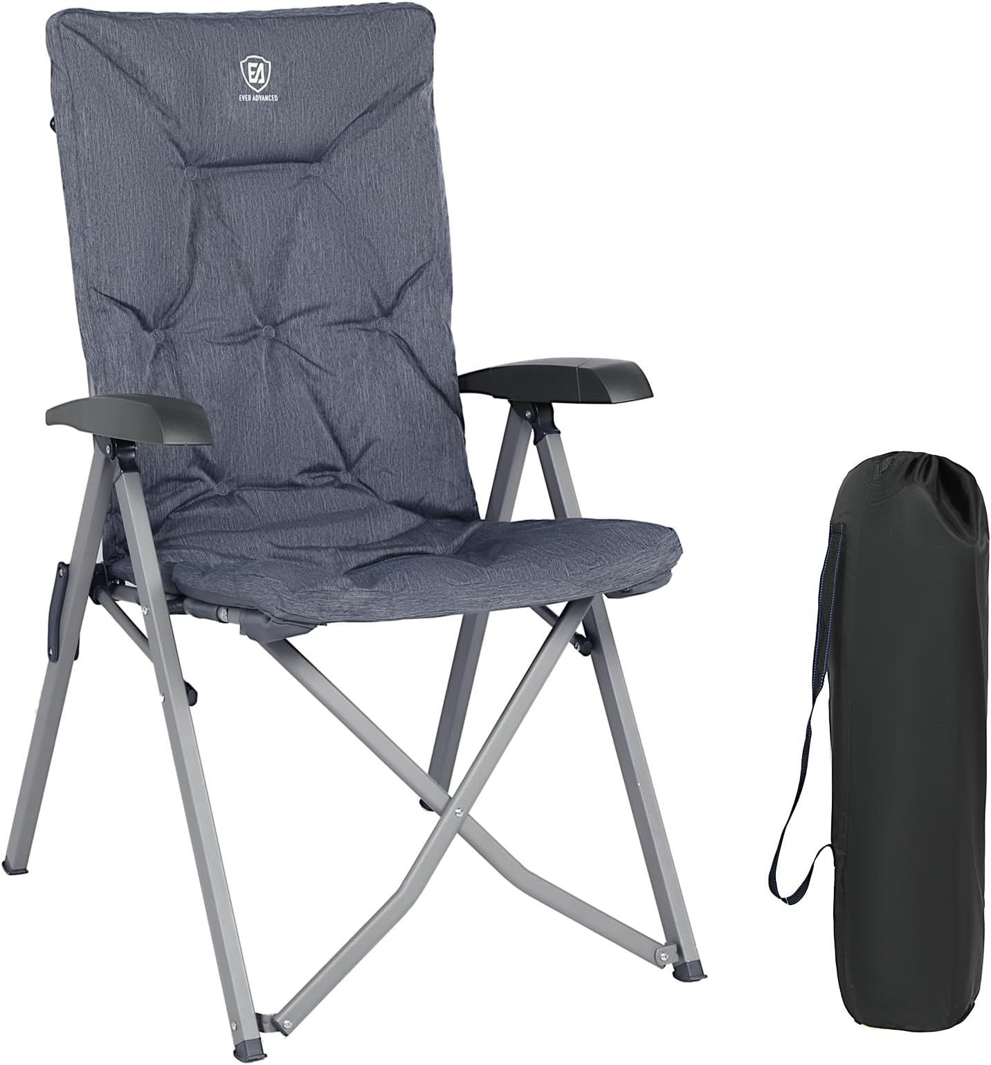 EVER ADVANCED Folding Camping Recliner Chair Fully Padded with