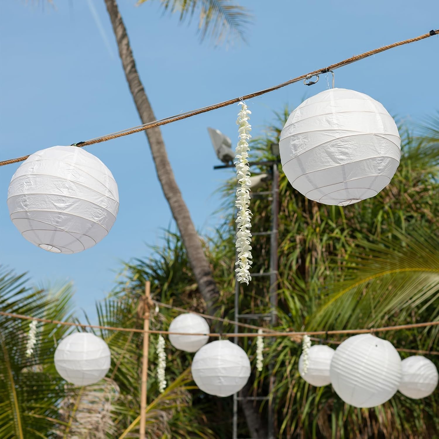 40 Pack 6 Inch White Paper Lanterns, Chinese Japanese Hanging Round Lanterns for Wedding Birthday Party Home Decorations