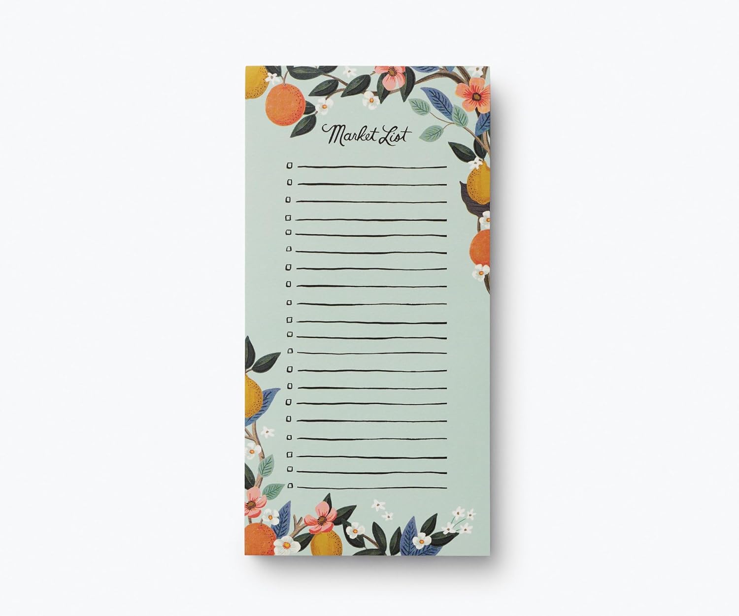 RIFLE PAPER CO. Citrus Grove Market Pad, 8.5" L x 4.25" W, 65 Tear-Off Pages, Features an Attachable Magnet, Warm White Paper Text, Unique Hand-Painted Design