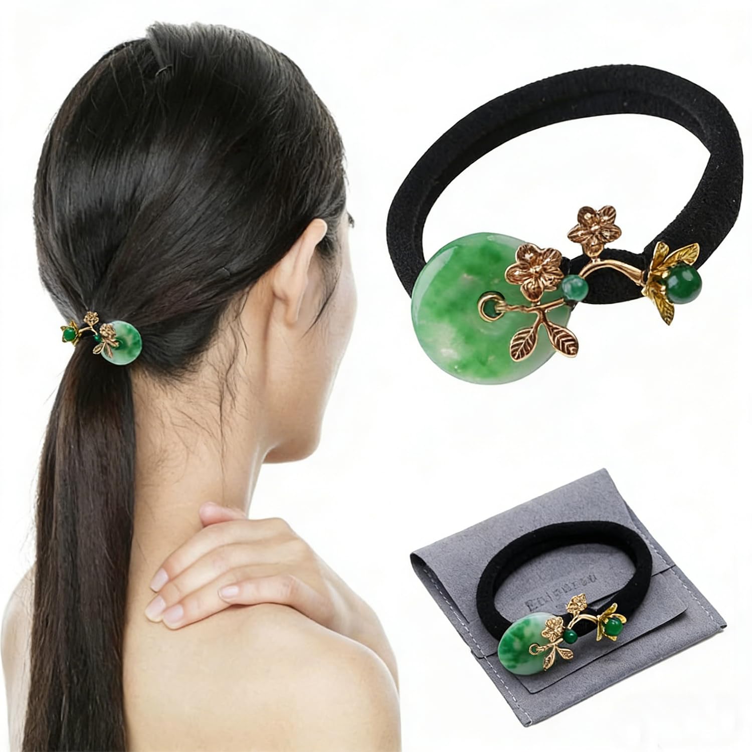 Amazon.com : Vintage Chinese Natural Jade Gemstone Hair Tie, Retro