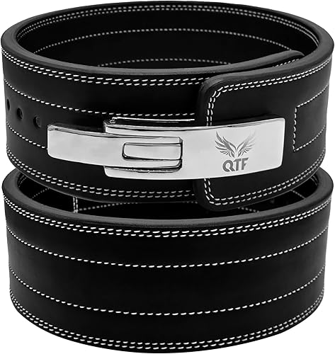 QTF 'S - Cinturón de palanca para levantamiento de pesas para hombres y mujeres, hecho de cuero grueso, cinturón de entrenamiento de gimnasio, ideal
