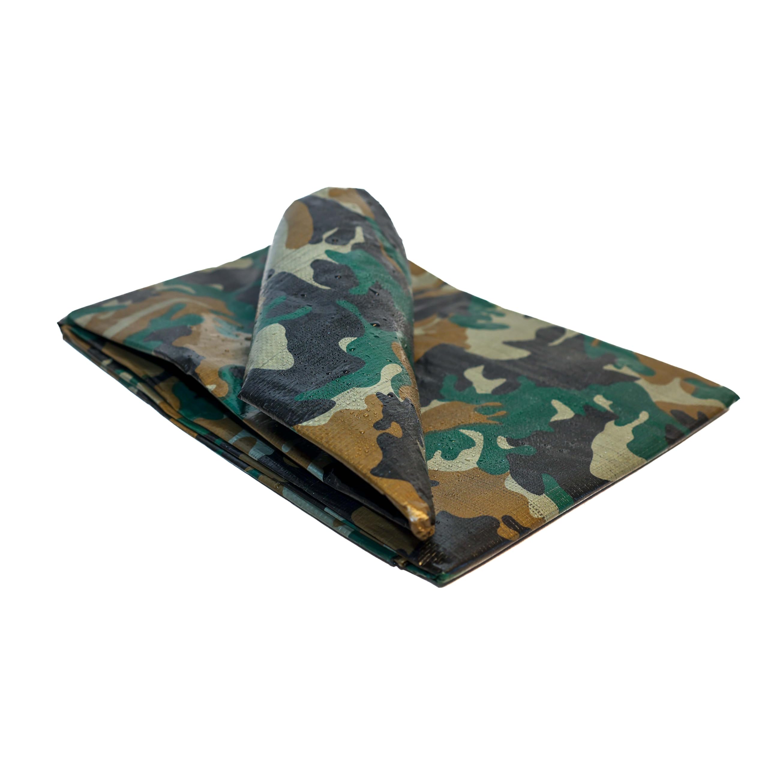 Camouflage Tarpaulin Waterproof 80gsm UV Protected, Rotproof, Lightweight Ground Sheet with Eyelets Every 1m Ideal for Camping, Garden, Paintball, Outdoor Use (1.8m x 2.4m)