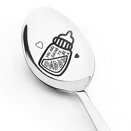 nakouhei 1 Set Engraved Stainless Steel Spoon Gift You Are Going To Be a Daddy Spoon Pregnancy Reveal Spoon Baby Announcement Spoon For Husband Daddy Valentine's day Birthday gift Surprise Gift