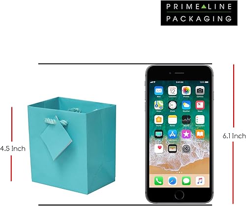 Miniatura 5 de OccasionALL - Paquete de 12 mini bolsas de regalo, bolsas de compras extra pequeñas de color verde azulado con asas, bolsas de regalo turquesa para