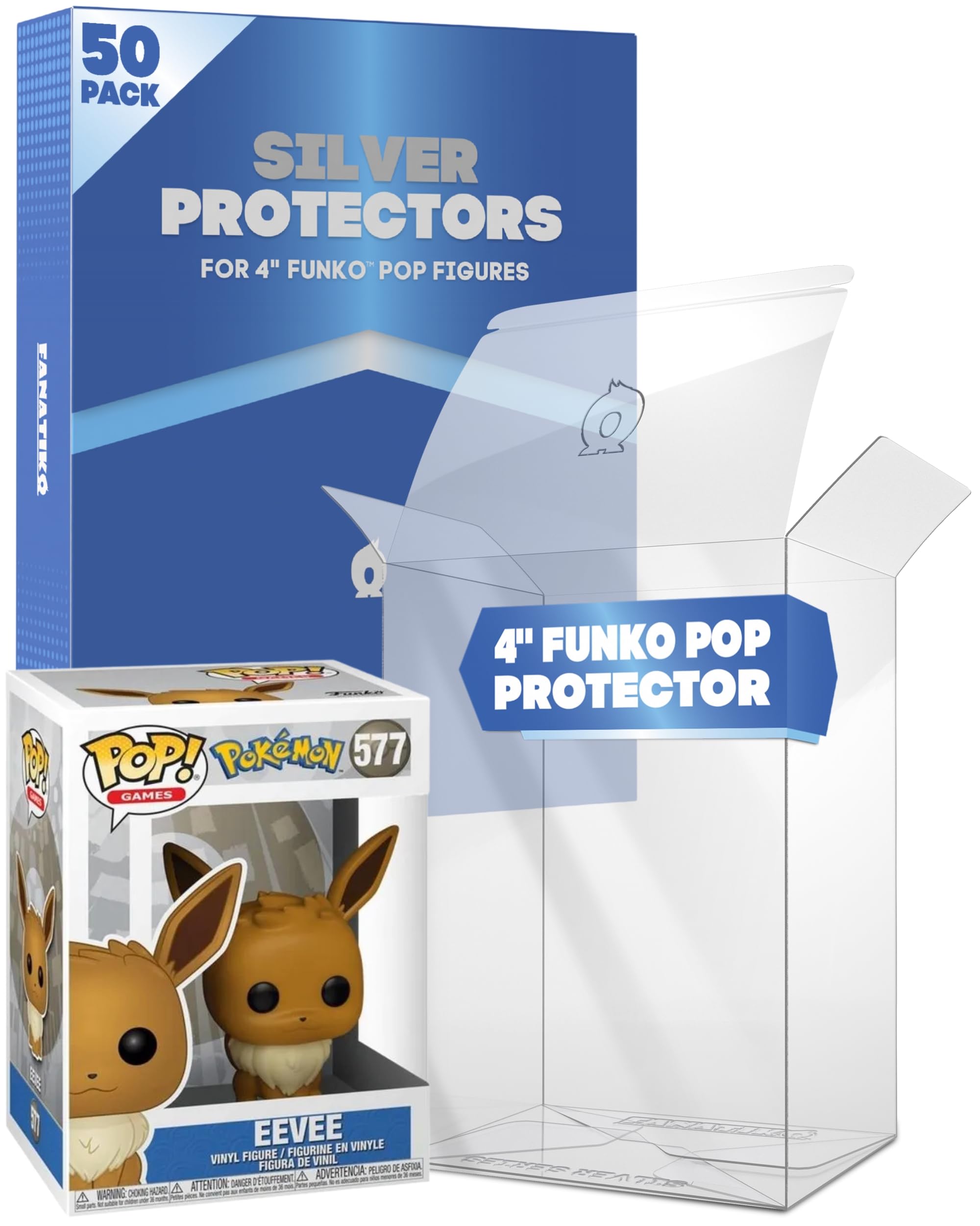 Fanatiko Pacchetto di 6, 12, 25 & 50 Protettori SILVER per Funko Pop 4'' – Protezione Funko Pop da 0,4 mm – Mantieni la tua Collezione in Perfette Condizioni Grazie al tuo Pop Protector