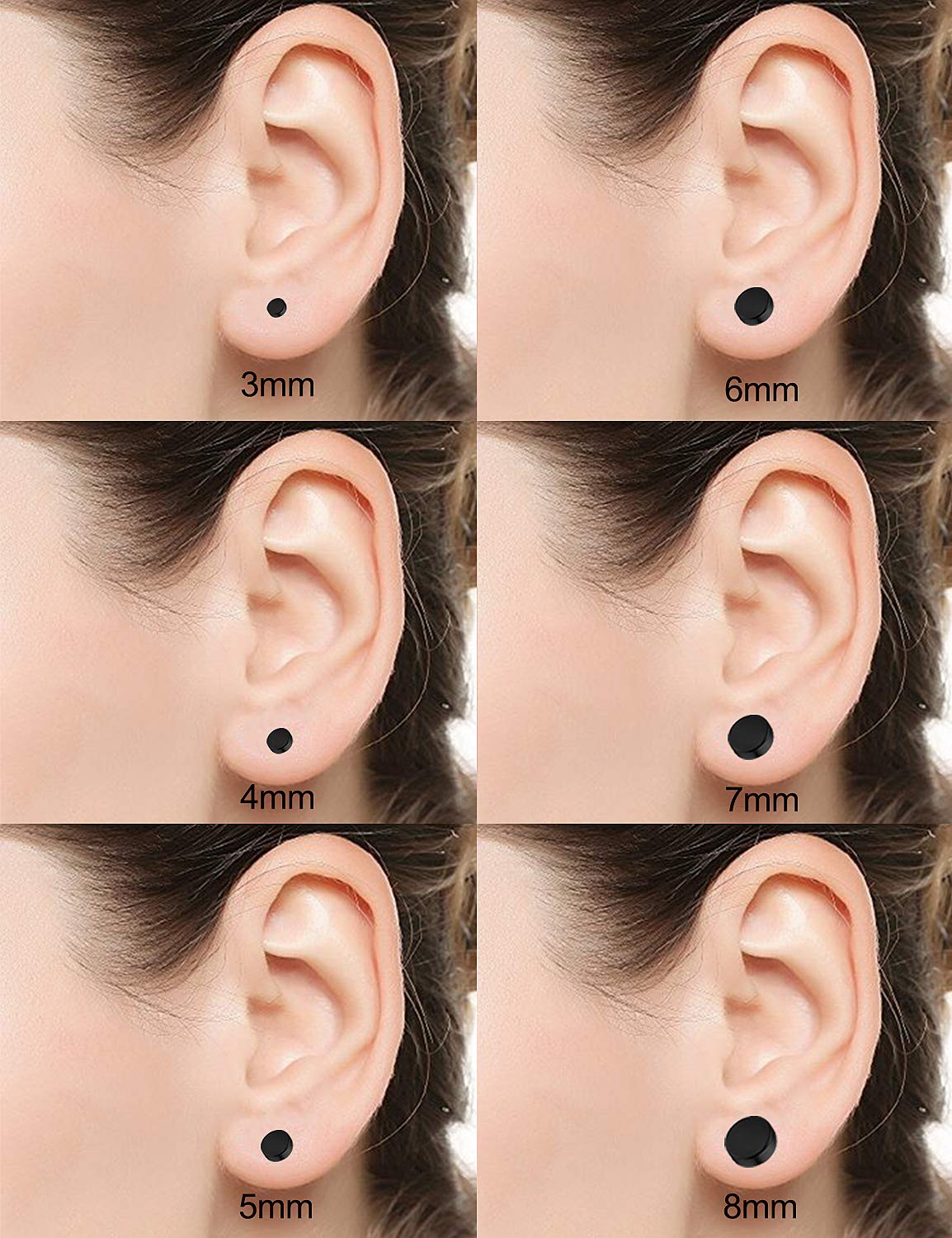 Juego de 12 pares de aretes tipo dormilona de acero quirúrgico de 0.71 oz y 0.75 onzas para mujeres y hombres, aretes tipo dormilona con barra de hélix, tragus, piercing de joyería, tamaños de 3