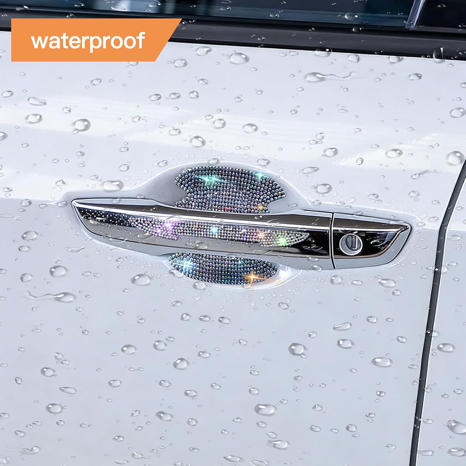 12 pcs Bling Diamond Car Door Handle Stickers, Bling Car Door Sill Protector Car Door Edge Guard Bling Car Accessories Rhinestone Crystal Glitter Door Handle Protector Stickers for Women(Colorful) image 5