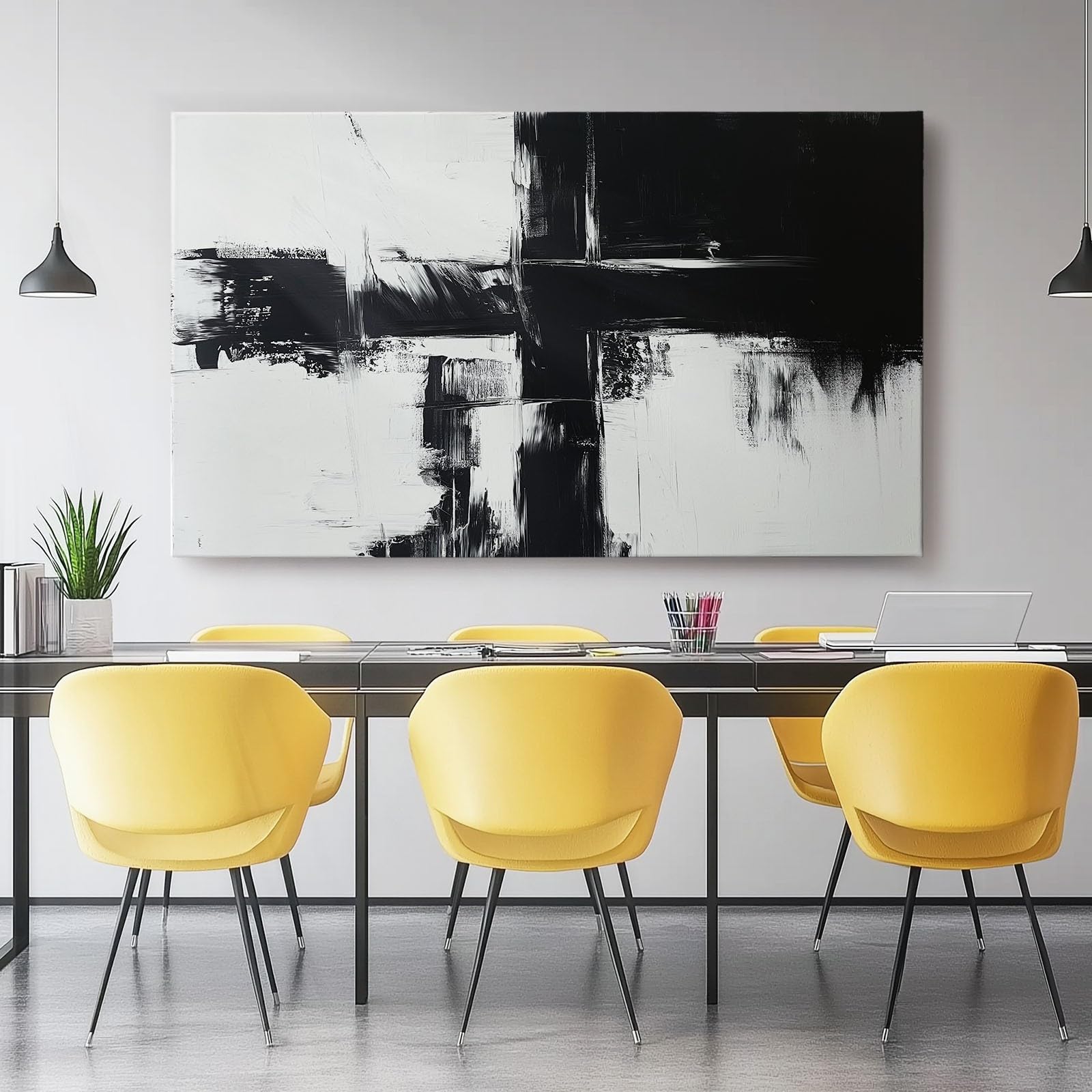 Cuadro Sobre Lienzo Blanco Y Negro Pinceladas Simplicidad Cuadros Modernos Para Salón Sobre Lienzo, 70L X 50An Cm Impresiones Sobre Lienzo Negro Blanco Imagen De Pared Decoración Para El Hogar