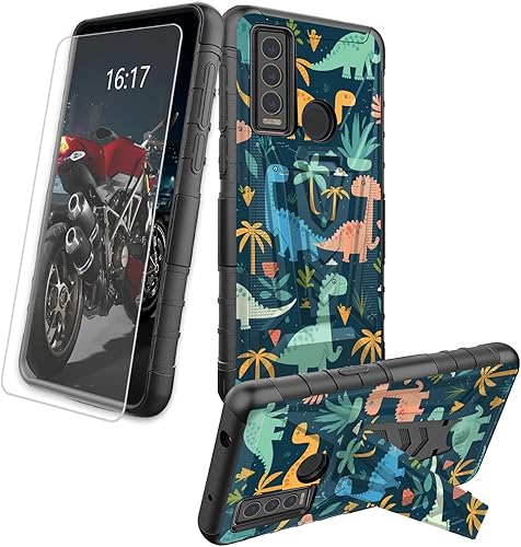 Miniatura 42 de AT&T Calypso 2 (U319AA) Funda con protector de pantalla de vidrio templado resistente con función atril integrado para debut de críquet, ciervo
