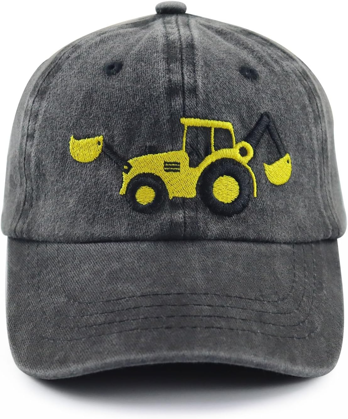 Construction Site Vehicles Hats for Boys Girls Age 3-10, Adjustable Vintage Embroidered Kids Baseball Cap
