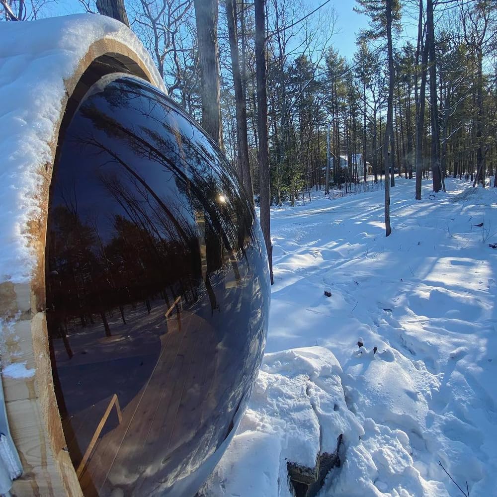 Outdoor Barrel Sauna, 4-5 Person Panoramic Saunas Room, Wood Burning Stove with Sauna Stone, Saunas Accessories and Asphalt Shingle Roof (Red Cedar（Wood Burning）, 70.86"x74.86"x74.86"