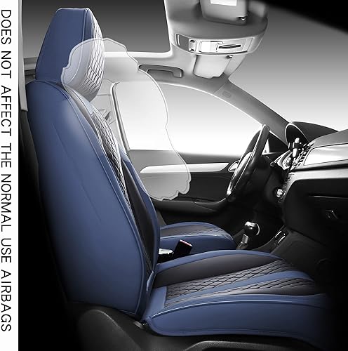 Miniatura 7 de LGOSG - Juego completo de fundas de cuero para asientos delanteros y traseros para sedán, SUV, 5 asientos, ajuste universal (negro naranja)