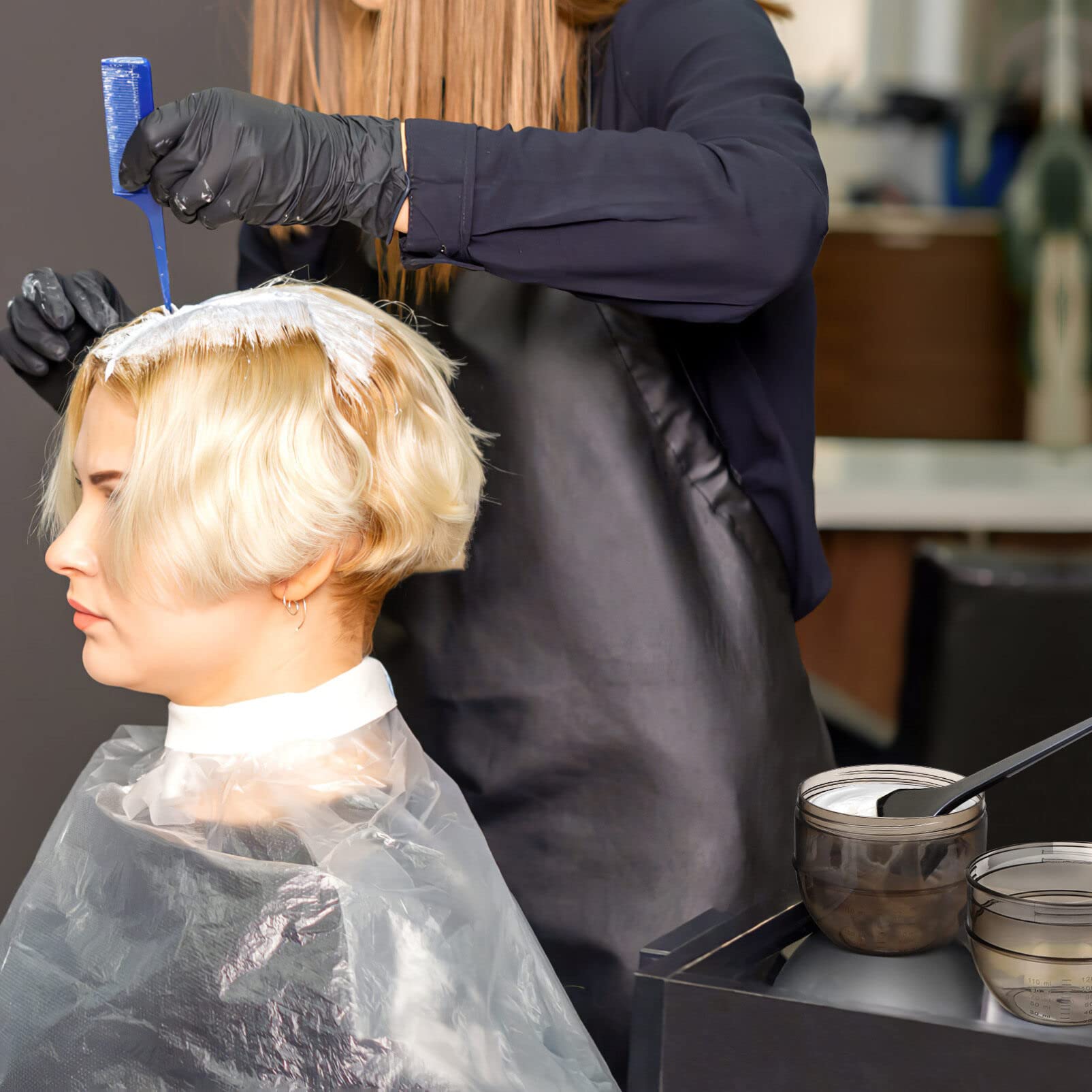 Lurrose Haarfärbe-Schüsseln Set – 4 Schwarze Kunststoff-Schüsseln Mit Skala, Ideal Zum Mischen Von Haarfarbe & Tönung