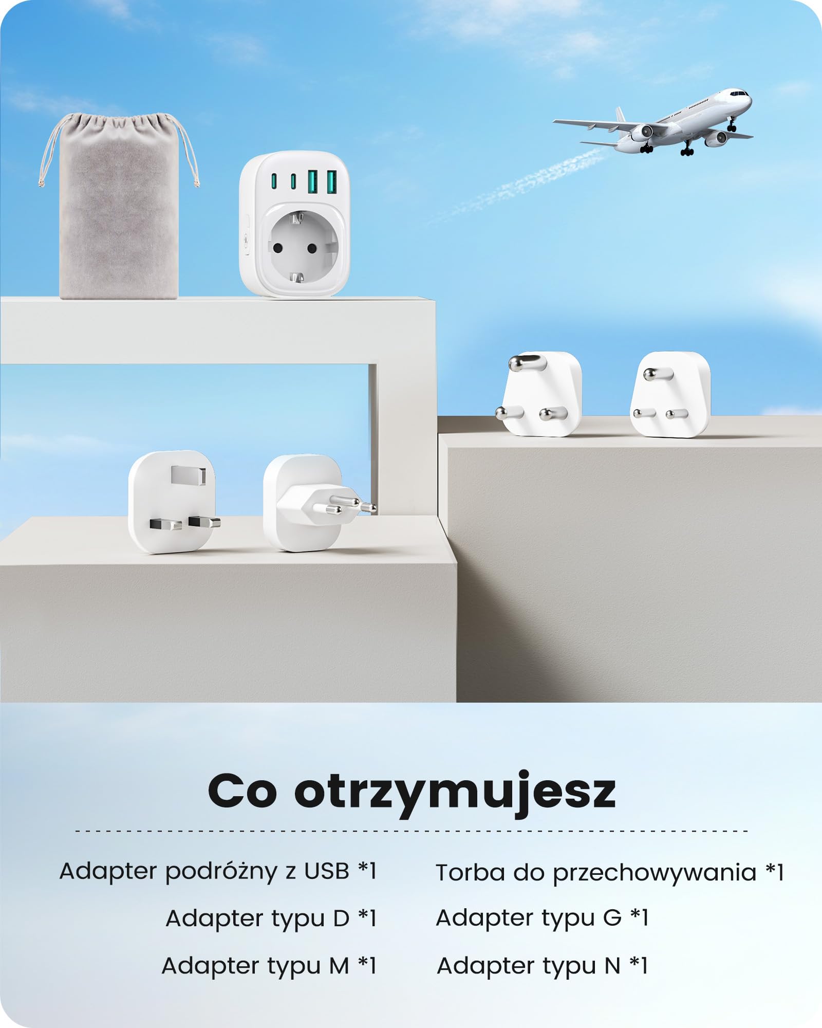 LENCENT Uniwersalny adapter podróżny typu D, G, M, N | adapter podróżny do Anglii, Indii, Sri Lanki, Brazylii, Republiki Południowej Afryki, Hongkongu, Malezji