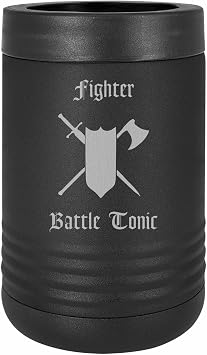 D&D Gifts Fighter Battle Tonic Insulated Stainless Steel Beverage Holder Engraved Can Bottle Holder DND Dungeons Dragons 2 pack
